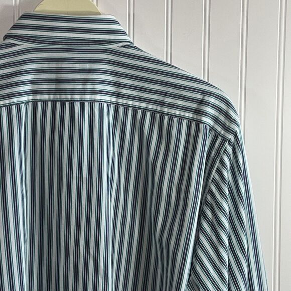 Jack Stone Button Down Shirt Men XLarge White And Green DressShirt Contrast Cuff - Picture 7 of 10